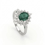 Classic Diamond Ring With Emerald - Image 3
