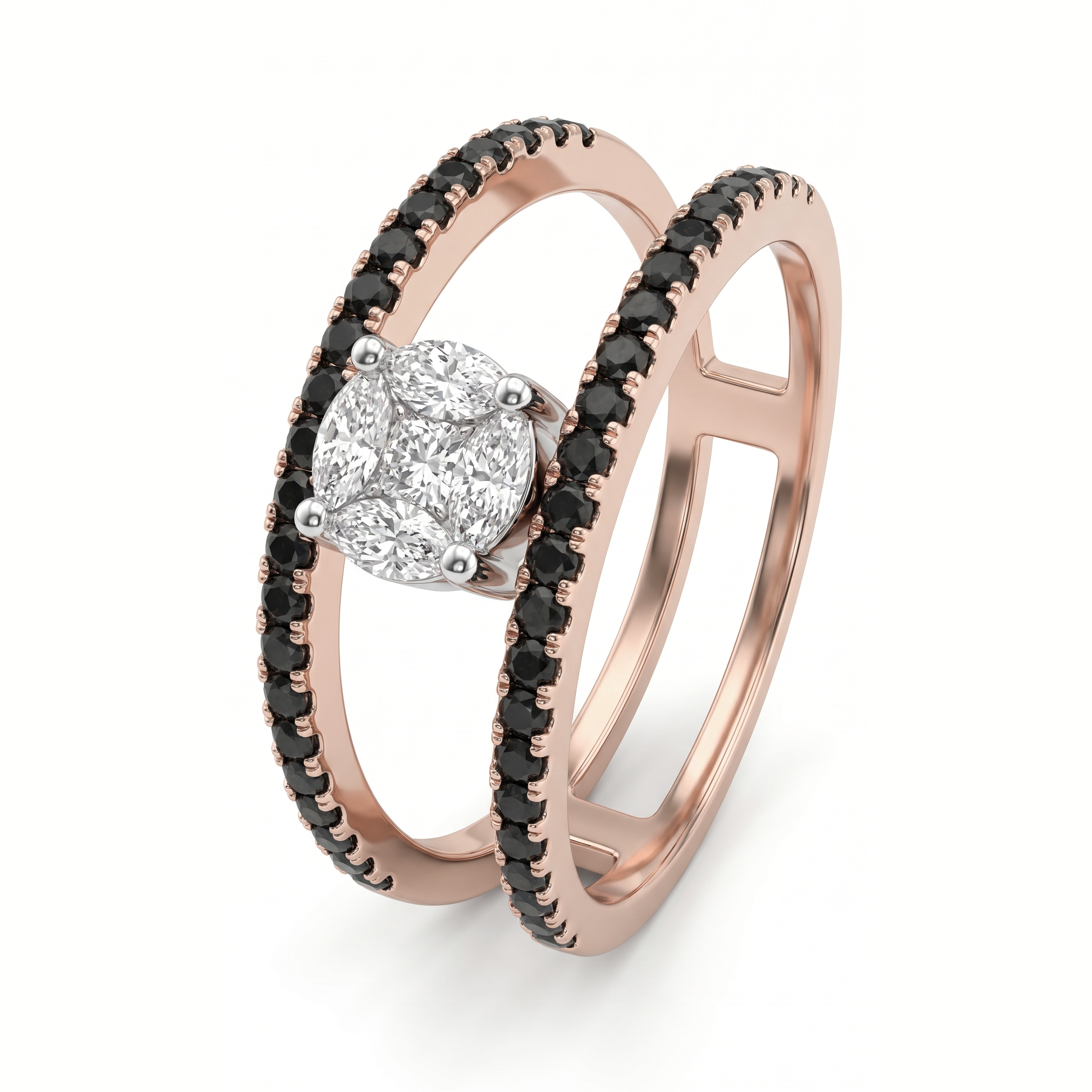 FDROTW6461IK1H13ADRSM-B Classic Diamond Ring with Fancy Black Diamond - Image 1