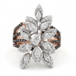Classic Diamond Ring with Marquise  Pear and Black Diamond - Image 2