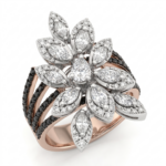Classic Diamond Ring with Marquise  Pear and Black Diamond