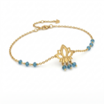 Lotus Gold Bracelet With Blue Stones