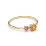 Gold Ring With Pink And Orange Stones - Image 2