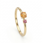 Gold Ring With Pink And Orange Stones