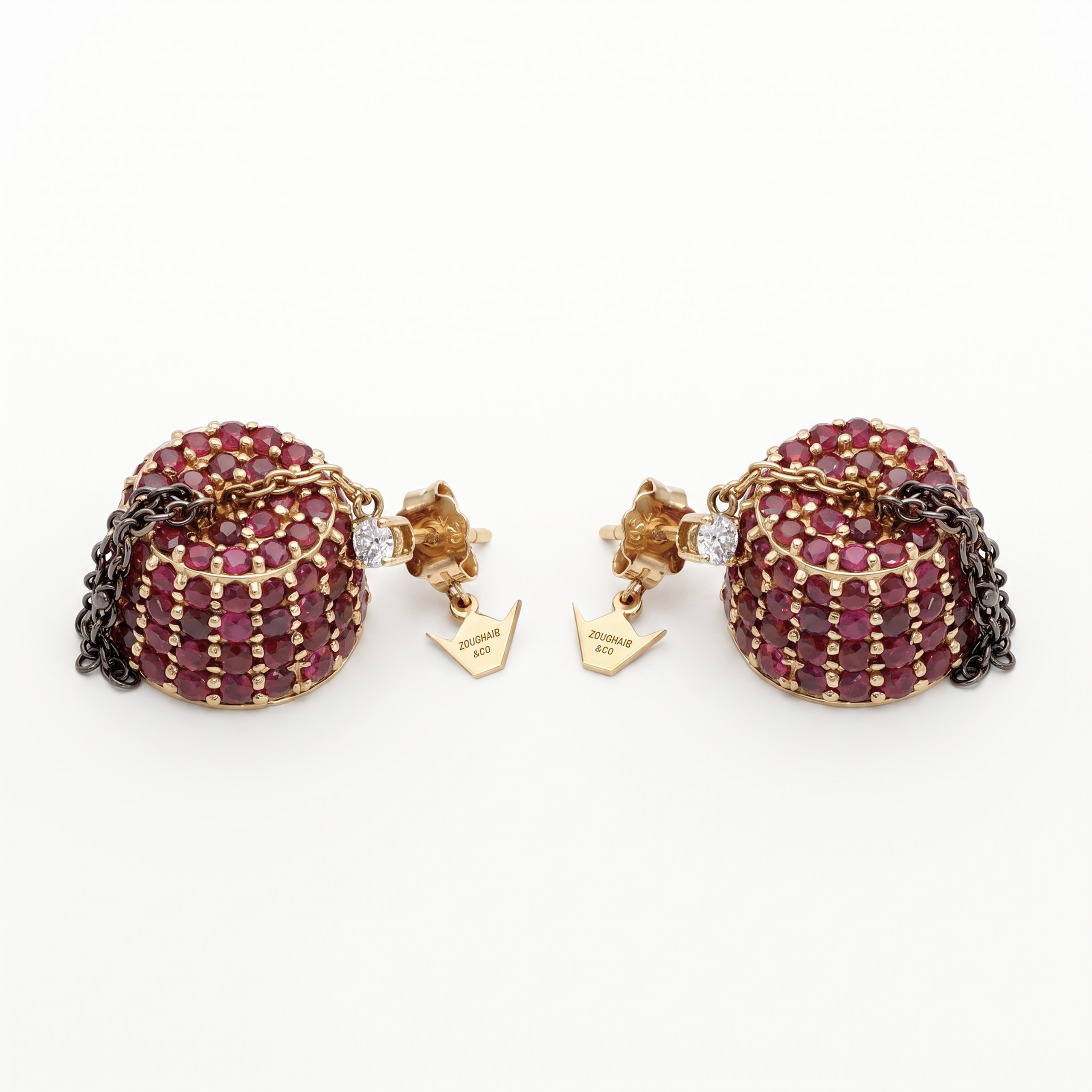 FDETBW4700AR3FA0JRRSM Tarboush Gold Earrings with Ruby - Image 1