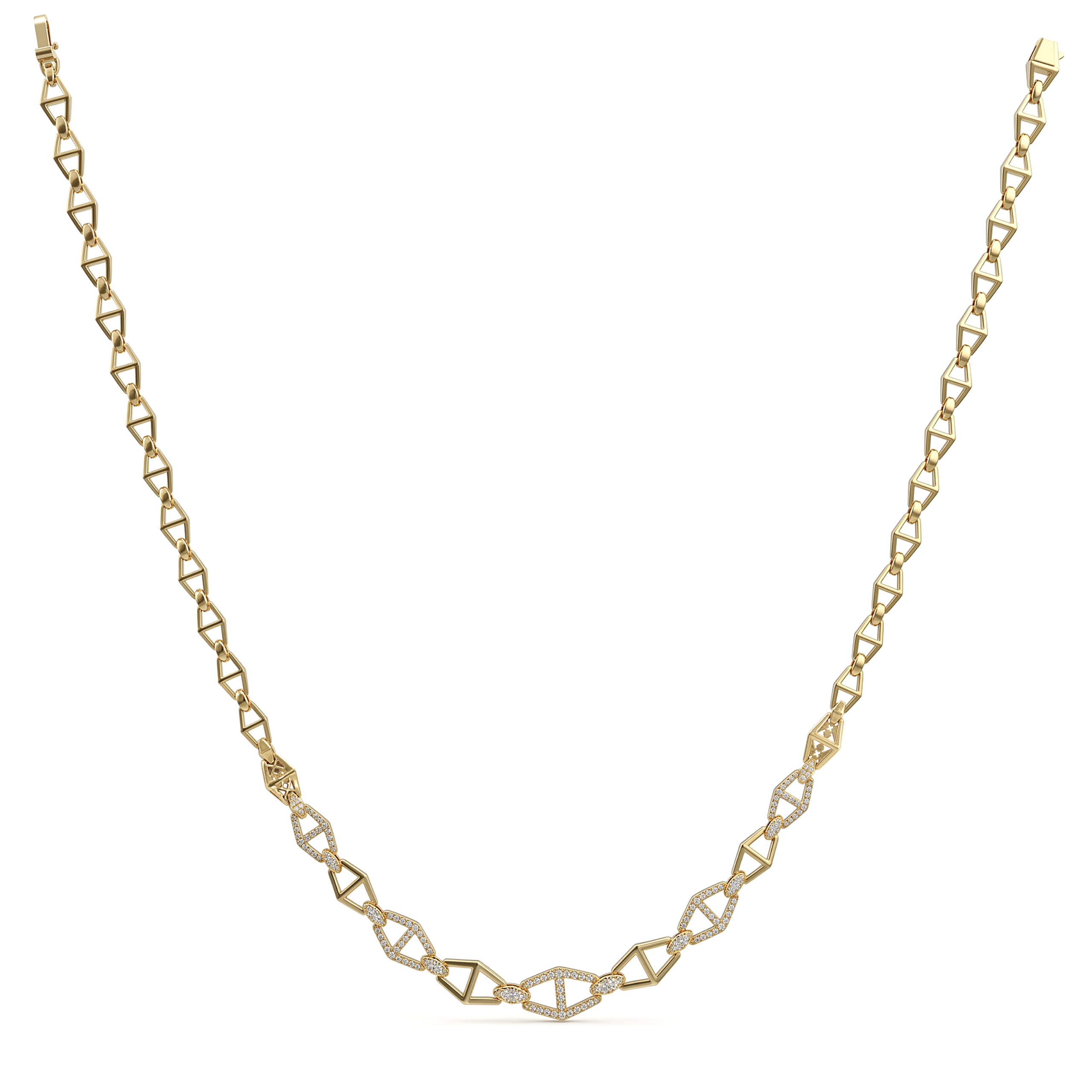 FDNOTW7634BT2FA0ADRSY Emblem Gold Necklace with Diamonds - Image 1