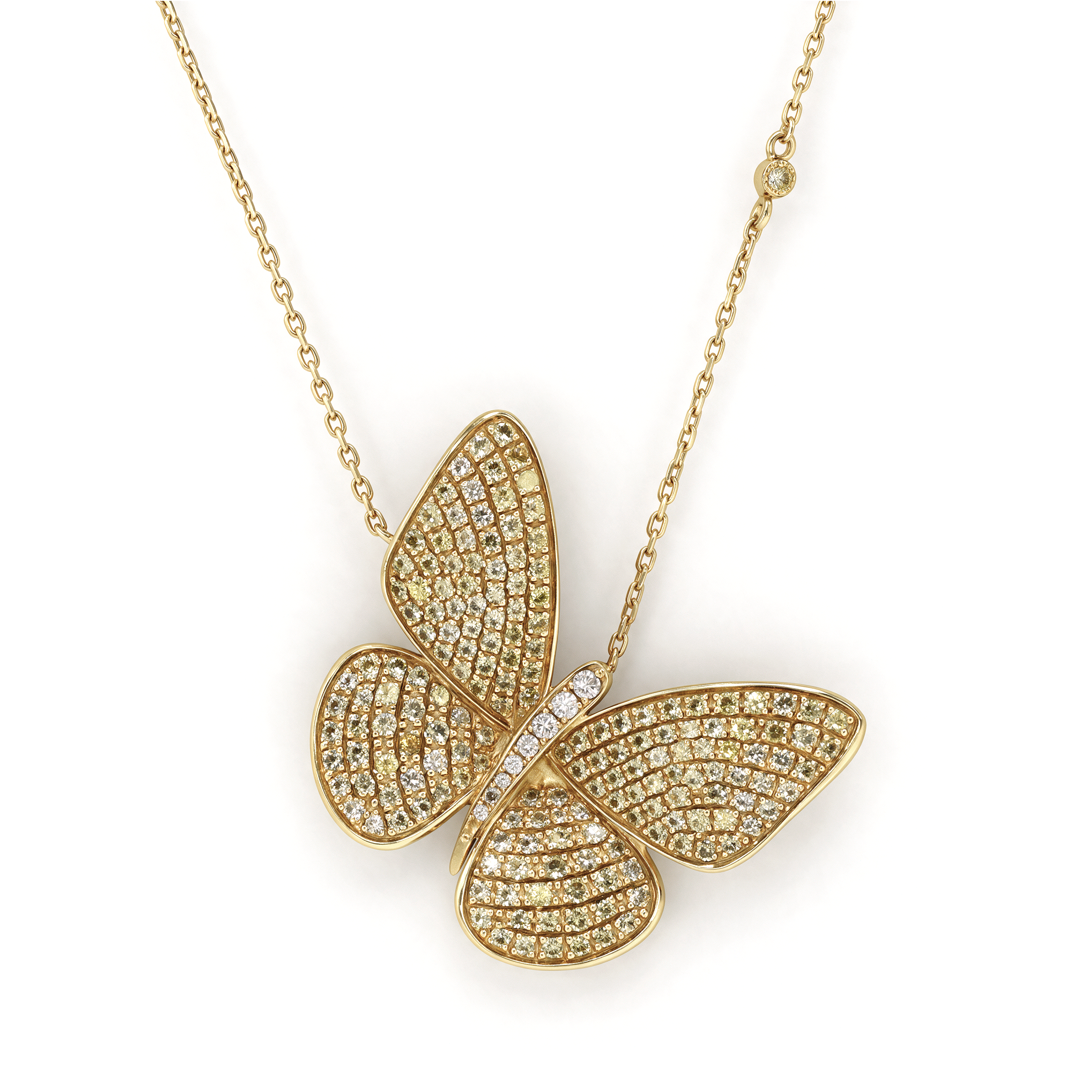 FDPBTW4967AT1FA0AYRSY-B Butterfly Gold Necklace with Yellow Diamonds - Image 1