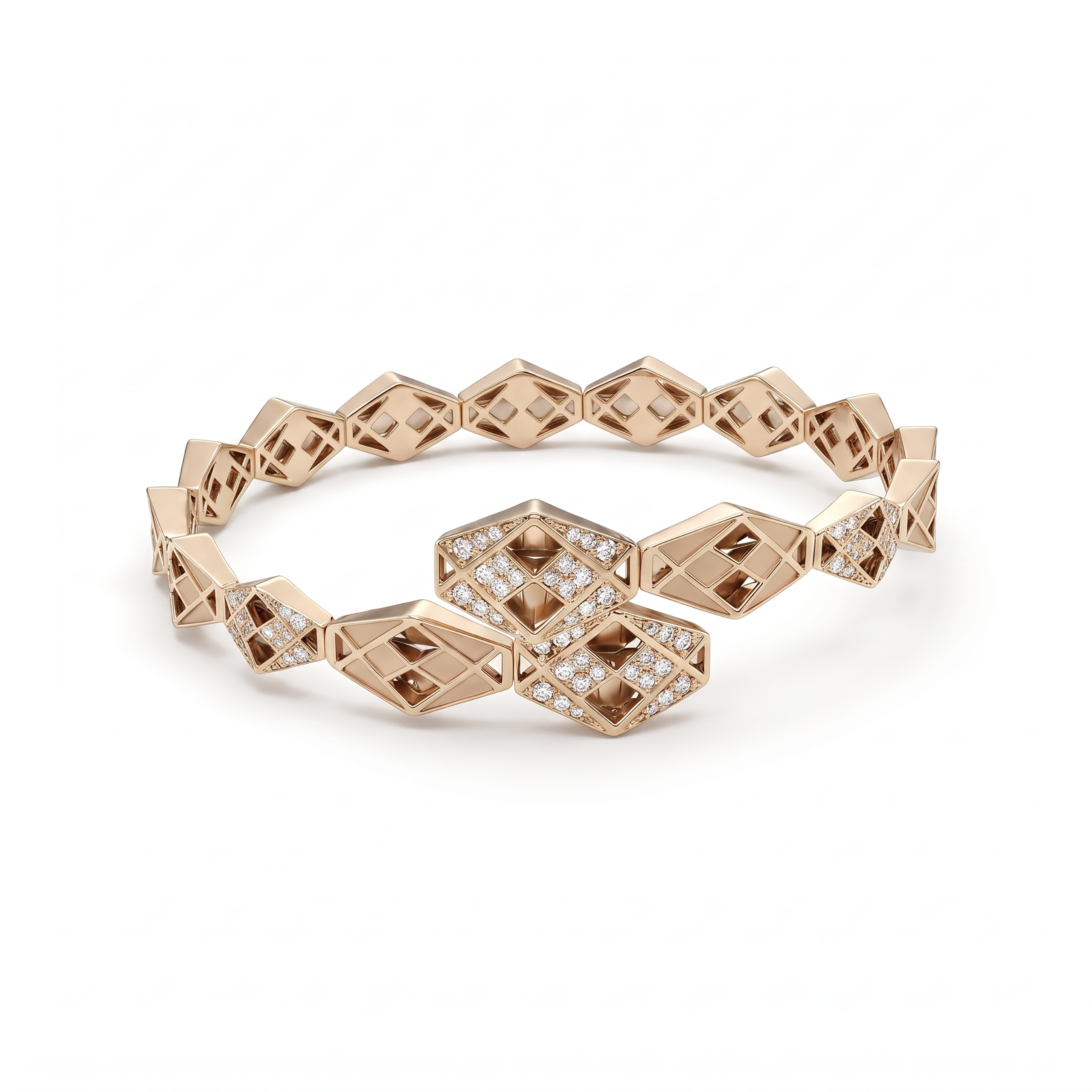 FLBOTW7635AG1C10ADRSR Emblem Rose Gold Bangle with Diamonds - Image 1