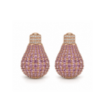 Bulb Diamond Earrings With Pink Sapphire