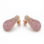 Bulb Diamond Earrings With Pink Sapphire - Image 2