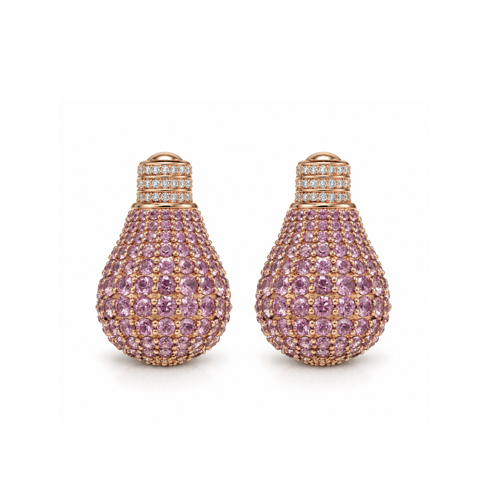 FDELIW4800BP3FA0EDRSR Bulb Diamond Earrings With Pink Sapphire - Image 1