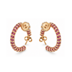 Screw Diamond Earrings With Pink Sapphire