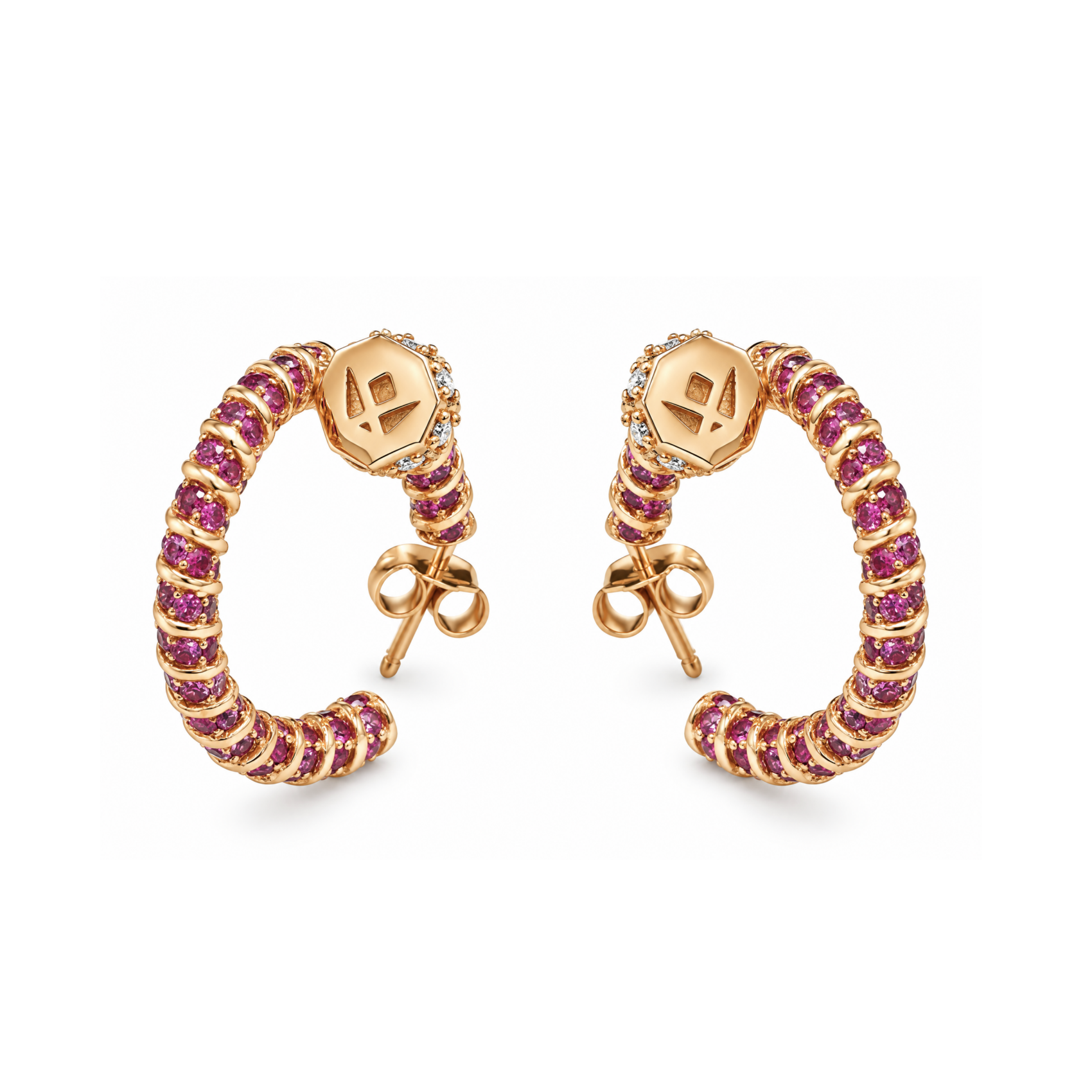 FDELLW6245AT1F10APRSR Screw Diamond Earrings With Pink Sapphire - Image 1