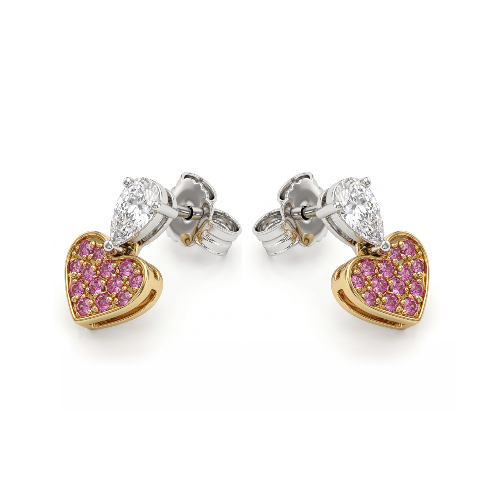 FDEOTW2422BT2F10APRSY-B Heart Diamond Earrings - Image 1