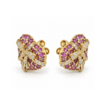 Heart Diamond Earrings With Pink Sapphire - Image 2