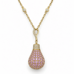 Bulb Diamond Necklace With Pink Sapphire - Image 2