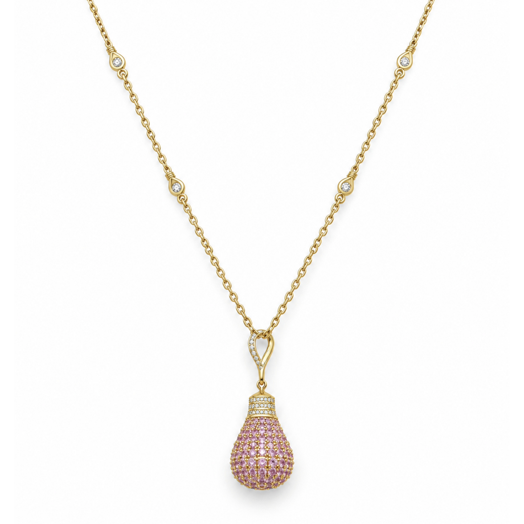 FDPLIW4800AP3FA0EDRSY Bulb Diamond Necklace With Pink Sapphire - Image 1