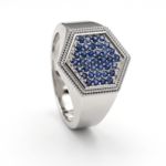 Men Diamond Ring With Blue Sapphire